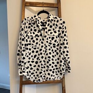 Ann Taylor Black and White Spotted Button Down Shirt